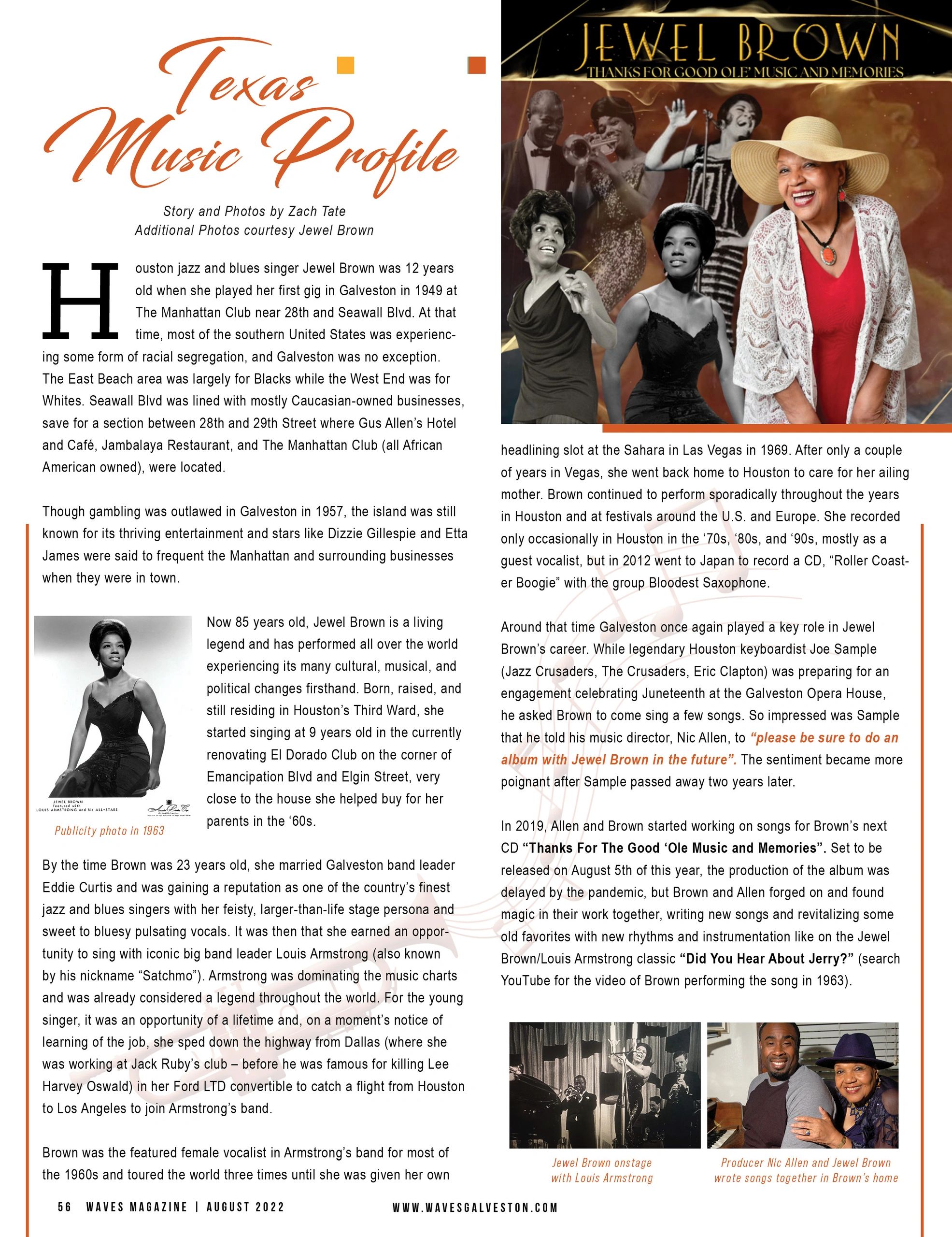 Texas Music Profile - Houston Blues Singer, Jewel Brown